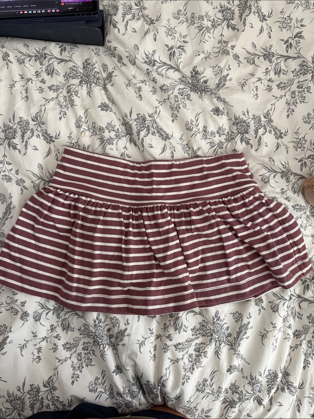 Striped Brown and White Flared Mini Skort